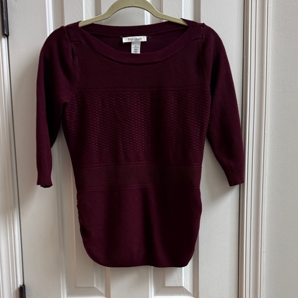 White House Black Market Burgundy Knit Sweater